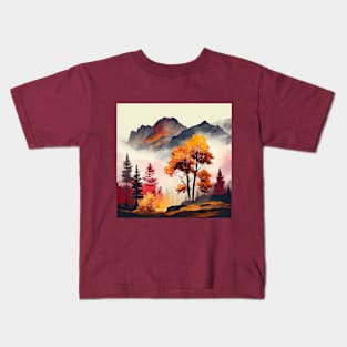 Vibrant Fall Colors Beautiful Autumn Scenery Kids T-Shirt